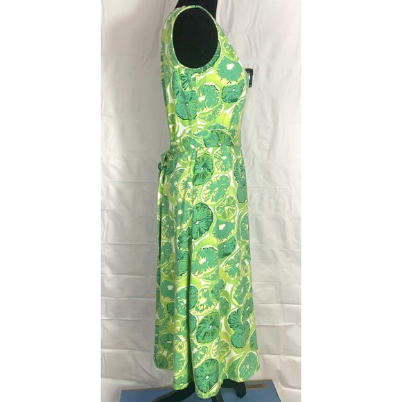Lands End Green Floral Pullover Knit Tank Dress Womens Size 6-8 - Picture 5 of 8